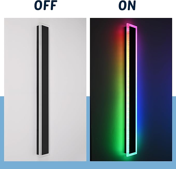 MELUCEE 2 Pack Outdoor RGB Long Wall Lights, 48 Inch Wall Lights RGB/Warm/White Dimmable Modern Led Wall Lighting, IP65 Waterproof Wall Sconce with Remote Control for Outdoor/Indoor Party Gathering