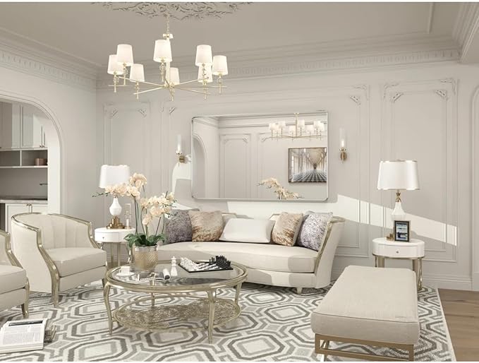 60x36 Silver Bathroom Mirrors for Vanity, Brushed Metal Silver Framed Bathroom Mirror for Wall, Modern Rectangle Mirror, Rounded Corners, Shatterproof (Horizontal/Vertical)