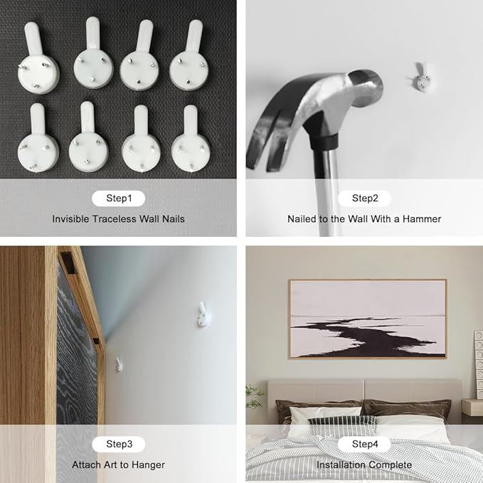 KAIRNE Abstract Neutral lake Framed Wall Art Set, Neutral Shape Wall Painting, Abstract Black and Grey Landscape Wall Decor, Modern Watercolor Art Print for Living Room, Bedroom, Office - 20"x40"