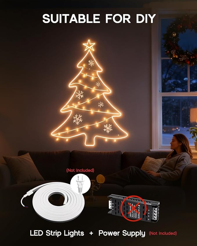 LED Strip Lights Daylight White 6000K,32.8ft 24V Neon Rope Lights,Flexible Silicone Outdoor Waterproof Neon Strip Lights for Mirror,Kitchen,Cabinet,DIY Lighting(Power Supply Not Included)