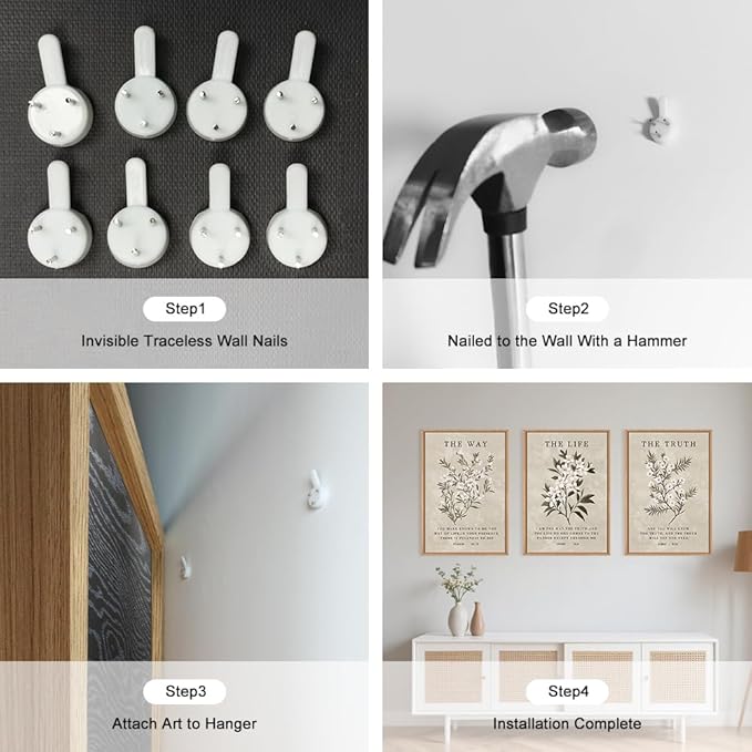 Christian Bible Verse Framed Canvas Wall Art Set,Modern Jesus Religious Wall Decor,Nature Scripture Flower Floral Artwork for Living Room,Bedroom,Prayer Room-16"x24"x3