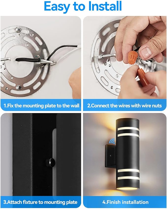 KIZON Dusk to Dawn Outdoor Lighting 2 Pack, Modern Outdoor Wall Light Black Exterior Lighting Fixtures Wall Mount with Bulbs Included, Cylinder Outdoor Sconce Lights for House Porch, ETL Listed