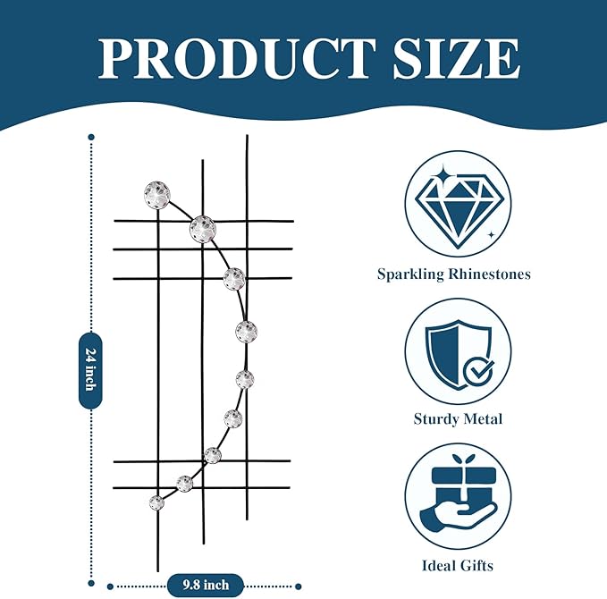 ZEXUIRU 2 Set Bling Metal Wall Art Jeweled crystal Hang wall Decor Rhinestone Diamond Iron Abstract Wall Sculpture Black