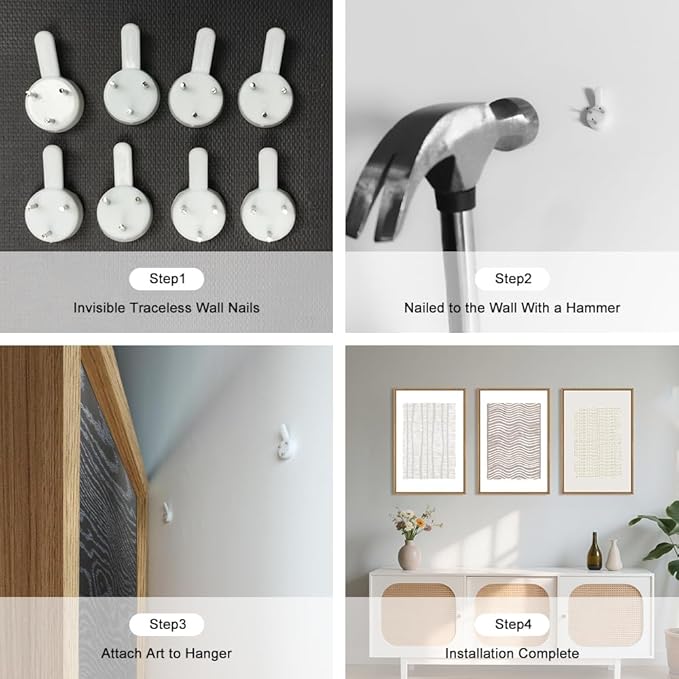 Large Abstract White and Beige Framed Canvas Wall Art,Geometric Dot and Line Wall Decor,Modern Wave Lines Artwork,Neutral Minimalist Shapes Art Print for Living Room,Bedroom,Office- 16"x24"x3