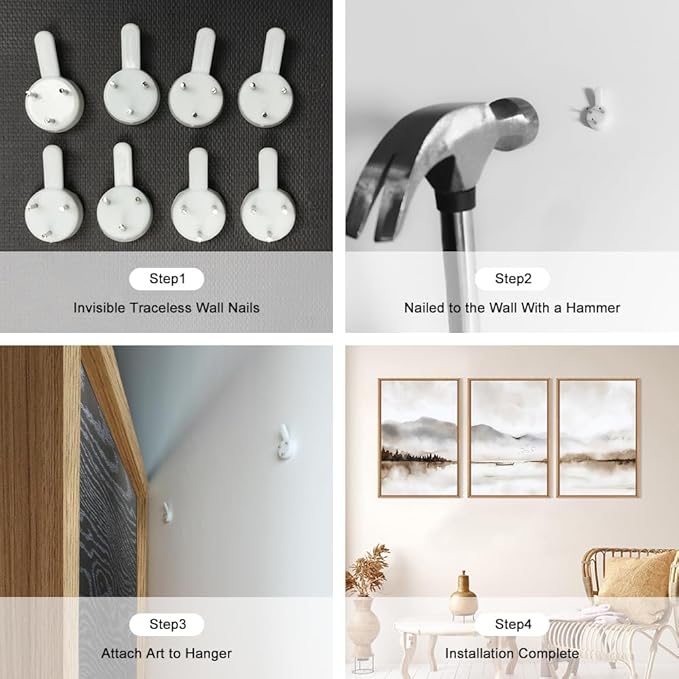 Neutral Abstract Mountain Framed Canvas Print Wall Art Set,Watercolor Beige and Gray Calming Landscape Wall Decor,Modern Minimalist Nature Artwork for Living Room,Bedroom-16 x24 x3