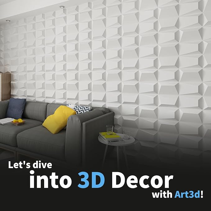 Art3d Decorative 3D Wall Panel, 32 Sq.FT PVC Interior Wall Decor for Living Room, Bedroom, Lobby, Office, Shopping Mall, White