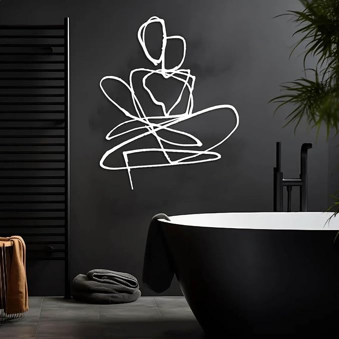 Jogwenu Abstract Couple Metal Wall Art, Couple Metal Wall Decor, Minimalist Line Wall Decor, Love Wall Art, Abstract Line Wall Decoration, Bedroom Wall Hanging, Wedding Gift (Black, 41"x33"/105x84cm)