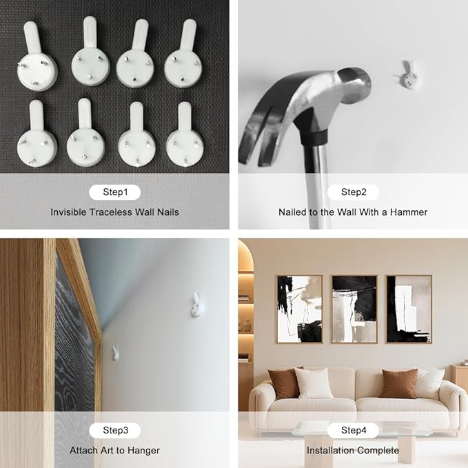 Black White Brown Framed Canvas Wall Art Set, Neutral Geometric Wall Decor, Modern Abstract Wall Painting, Minimalist Artworks for Living Room, Bedroom, Dining Room, Office - 24"x36"x3