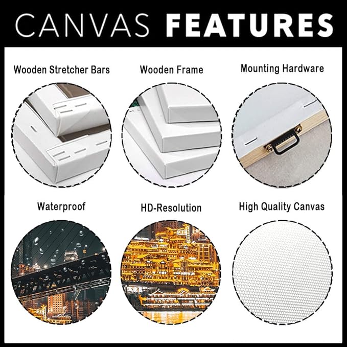 NAN Wind 3PCS Chongqing City Nightscape Canvas Wall Art Illuminated Chinese Skyline with Bridge Skyscrapers Modern Urban Landscape Photography Print for Living Room Office Bedroom Decor