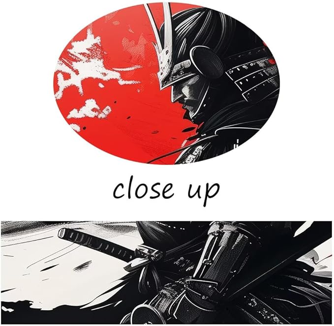 Japanese Samurai Wall Art Warrior Pictures Wall Decor Armored Samurai Painting Canvas Prints Bushido Poster Artwork Modern Home Decor Framed for Bedroom Living Room Office (18''W x 24''H)