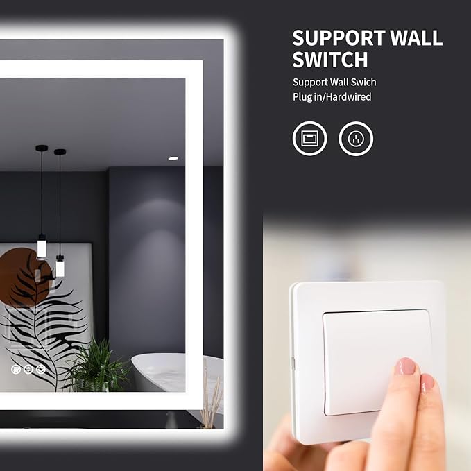LOAAO 32"X32" LED Bathroom Mirror with Lights, Anti-Fog, Dimmable, Backlit + Front Lit, Lighted Bathroom Vanity Mirror for Wall, Memory Function, Tempered Glass, Shatter-Proof, ETL Listed