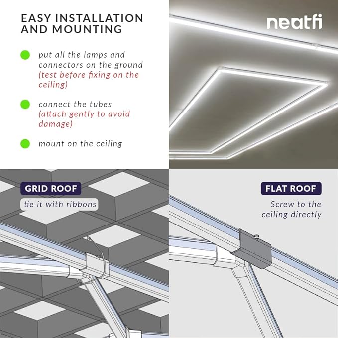 Neatfi LED Super Bright Garage Light, 35,200 Lumens, Ceiling Lighting for Auto Shops, Gym, Basement, Warehouse, Barber and Beauty Salons (2 Rectangles, Cool White)