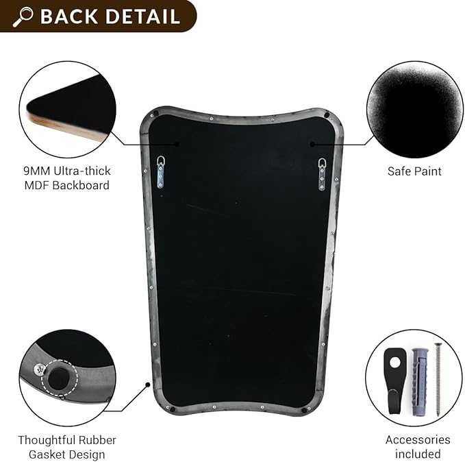 ANDY STAR Brushed Nickel Asymmetrical Wall Mirror, 24x32 Inch Bathroom Vanity Mirror, Butterfly Shaped Designer Mirror Ideal for Home Remodel, Anti-Rust Stainless Steel 1’’ Thin Frame