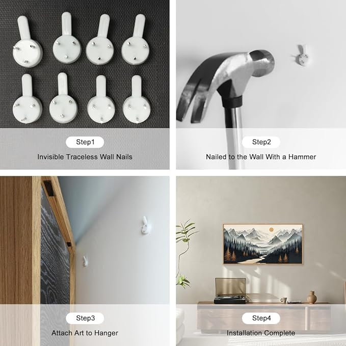 Ausril Watercolor Misty Forest Framed Canvas Wall Art Set, Foggy Mountain Wall Decor, Misty Pine Tree Wall Painting, Large Nature Landscape Art Prints for Living Room, Bedroom, Office - 20"X40"