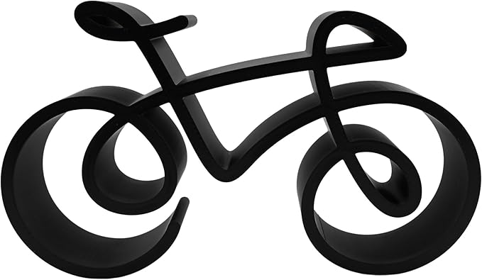 Bicycle & Cyclist Sculpture – Minimalist Decorative Accent for Cycling Enthusiasts & Modern Home Decor | Collectible Design (Road Bike Matte Black)