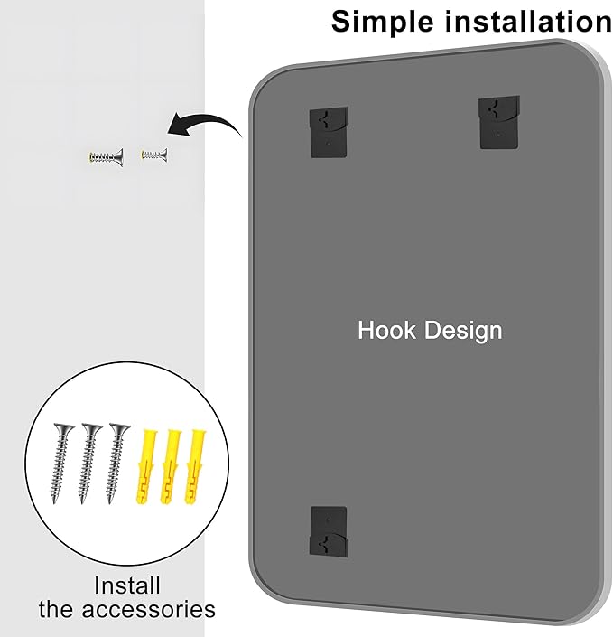 KOCUUY Silver Bathroom Mirror, 60x40 Inch Large Bathroom Mirror for Over Sink, HD Tempered Glass, Anti-Rust Brushed Silver Frame, Rounded Corner Modern Design for Bathroom, Hang Horizontal/Vertical