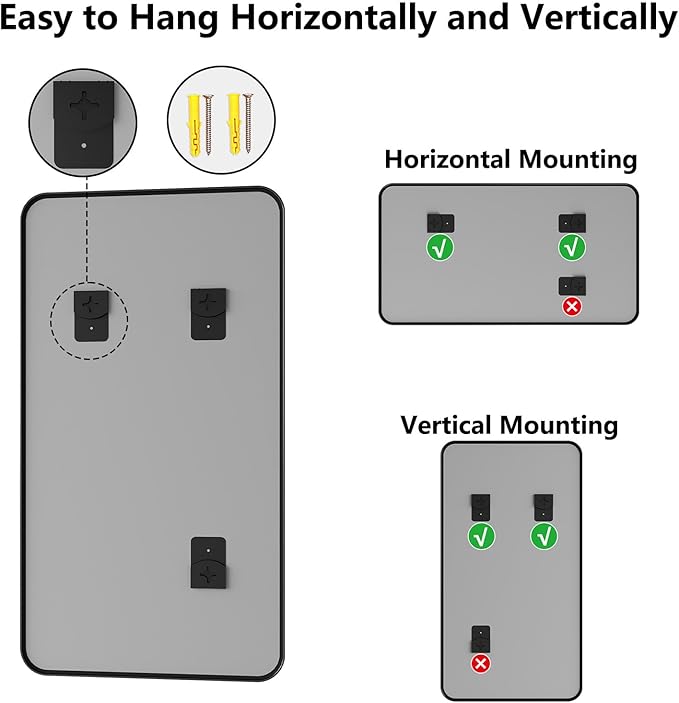 Bathroom Mirror, 30X55 Inch Black Metal Framed Mirror for Bathroom, Tempered Glass, Anti-Rust, Rounded Rectangle Mirror for Restroom, Bedroom, Black