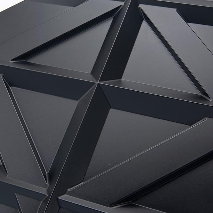 Art3d PVC 3D Wall Panel, Decorative Wall Tile in Black 12-Pack 19.7"x19.7"