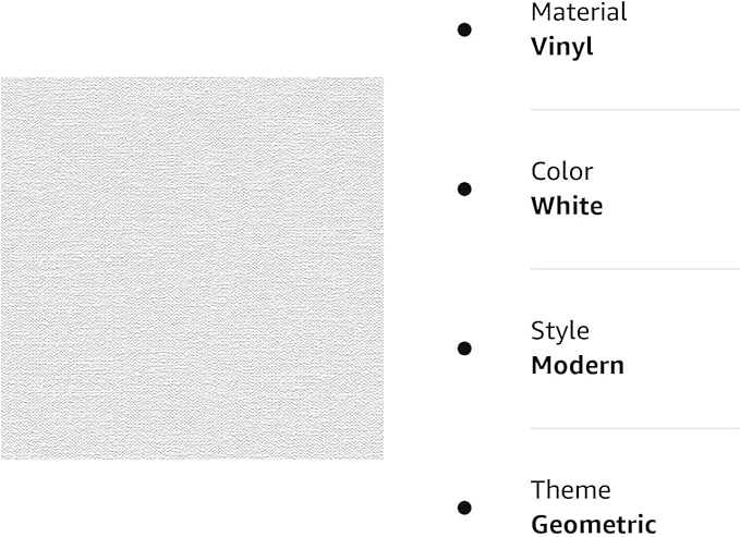 Manhattan Comfort Ethan Series Vinyl Textured and Paintable Design Large Wallpaper Roll, 21" W x 33' L, White