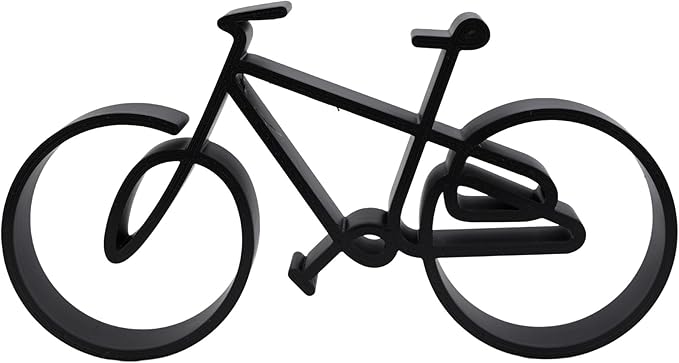 Bicycle & Cyclist Sculpture – Minimalist Decorative Accent for Cycling Enthusiasts & Modern Home Decor | Collectible Design (Family Bike Matte Black)
