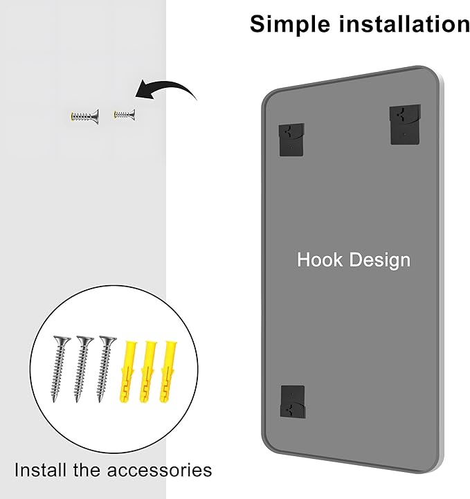 KOCUUY Silver Bathroom Mirror, 24x48 Inch Bathroom Mirror for Over Sink, HD Tempered Glass, Anti-Rust Brushed Silver Frame, Rounded Corner Modern Design for Bathroom, Hang Horizontal/Vertical