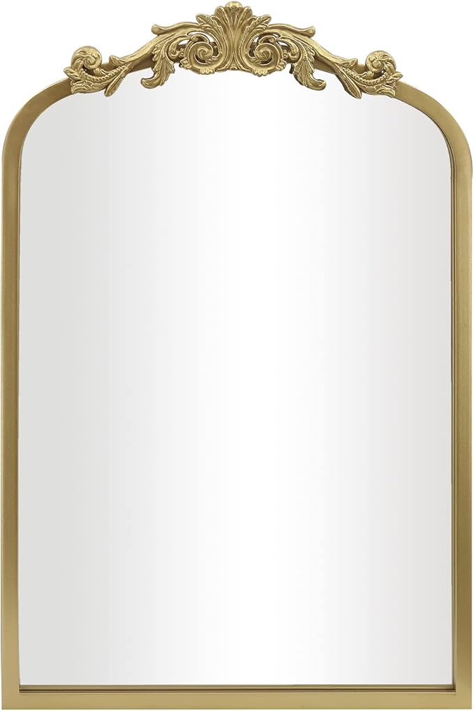 AIXI HOME Gold Arched Mirror 15"x23", Traditional Arendahl Vintage Antique Mirror with Ornate Metal Frame, Baroque Wall Mounted Mirrors for Entryway/Bathroom/Living Room/Hallway/Bedroom
