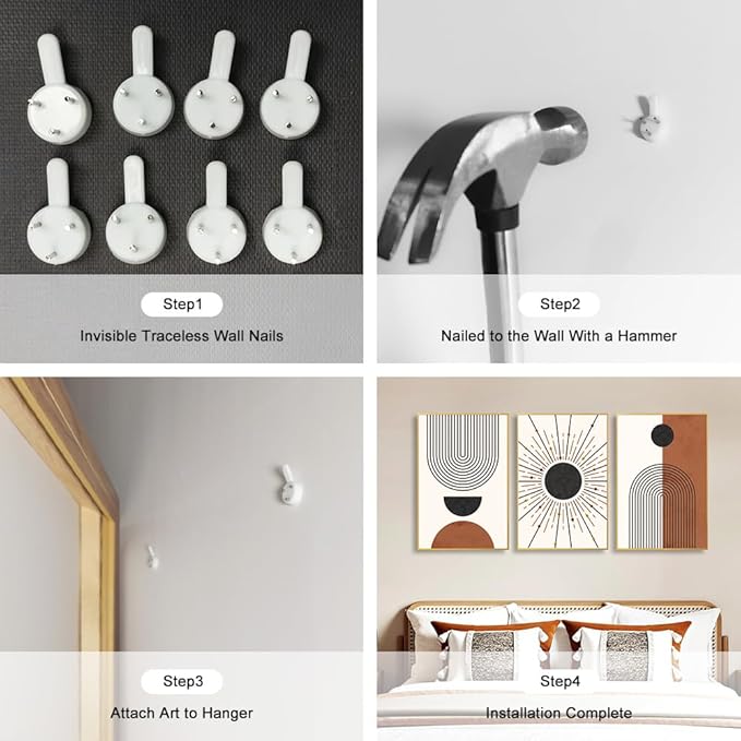 Minimalist Boho Framed Canvas Wall Art Set, Neutral Geometric Line Sun Wall Decor, Mid Century Wall Painting, Abstract Modern Bohemian Art Print for Living Room, Bedroom, Office -24"x36"x3