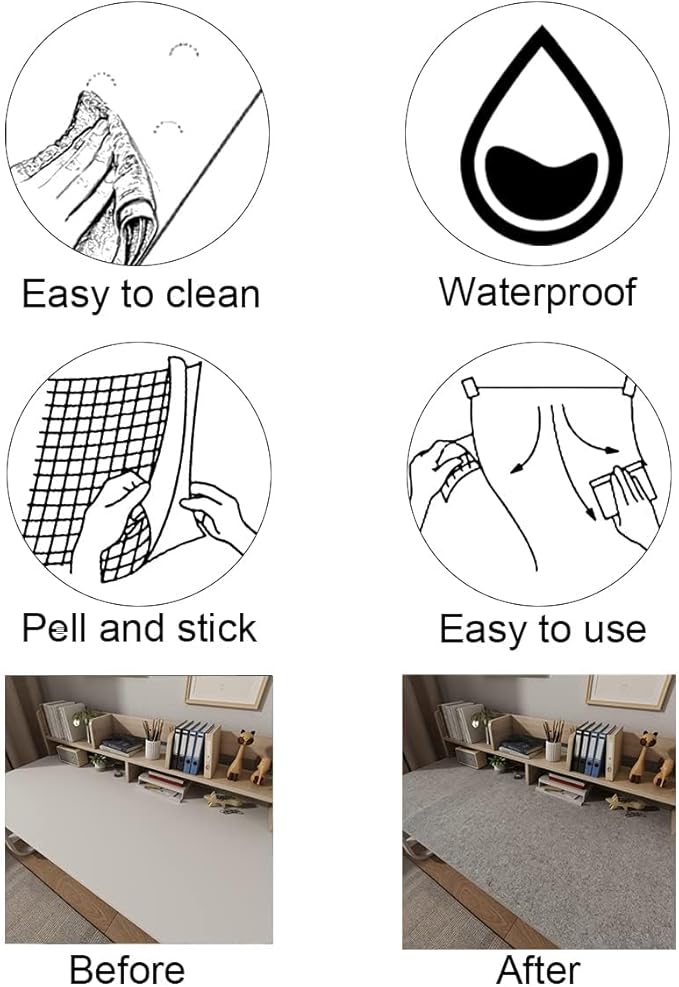 24"x591" Big Roll Thicken Granite Contact Paper Peel and Stick Countertops for Kitchen Waterproof Beige Grey Granite Wallpaper Self-Adhesive Removable Vinyl Film Marble Wallpaper for Bathroom Cabinets