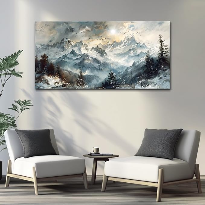 KELIYUAN Large Wall Decor For Living Room Canvas Wall Art For Office Bedroom Framed Wall Paintings Abstract Mountain Landscape Pictures Artwork Modern Dormitory Home Decoration Aesthetic 30x60in
