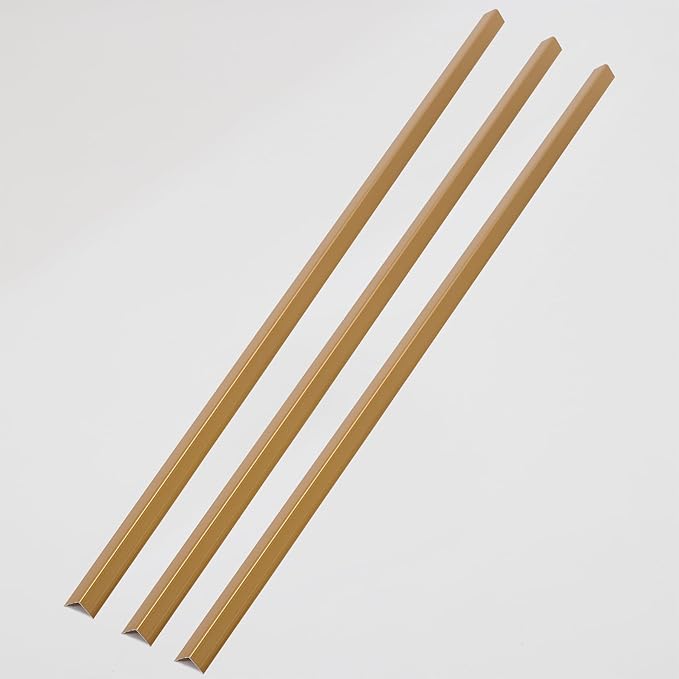 Aluminum Corner Guards, Peel and Stick L-Shaped Molding Trim for Wall Table Door Frame Protection and Decoration (Matte Gold, 3Pcs x 2.9ft x 0.8in)