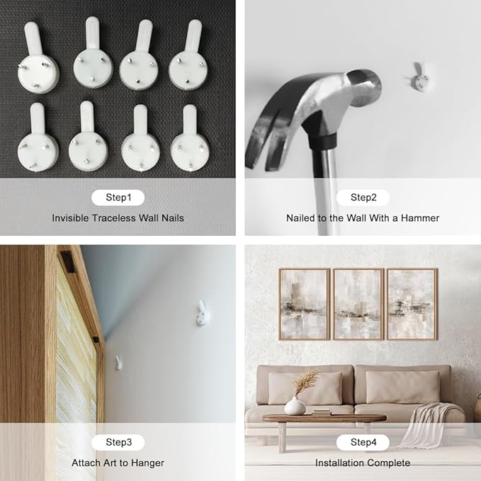 Ausril Large Minimalist Textured Framed Canvas Wall Art Set, Neutral Abstract Wall Decor, Modern Beige Gray Wall Painting, Brown and White Art Print for Living Room, Bedroom, Office 16" × 24" × 3