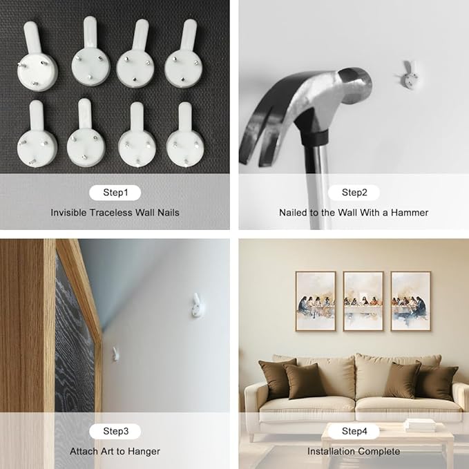 Large Watercolor Jesus Last Supper Scene Framed Canvas Wall Art Set,Jesus and Twelve Apostles Wall Decor,Christmas Religious Bible Story Artwork for Living Room,Bedroom,Church-16 x24 x3