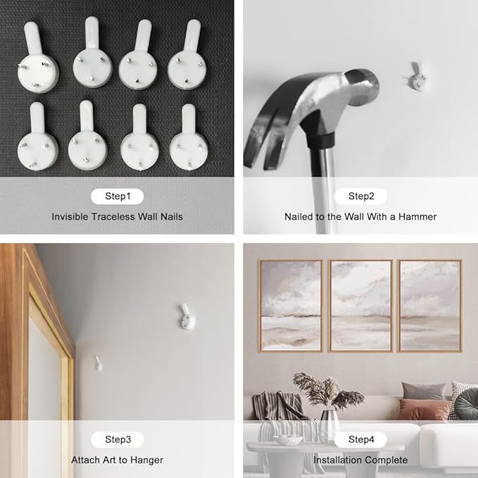 Large Neutral Abstract Framed Canvas Wall Art Set,Minimalist Gray and Beige Pastel Wall Decor,Modern Nature Misty Textured Art Painting for Living Room,Bedroom-24 x36 x3