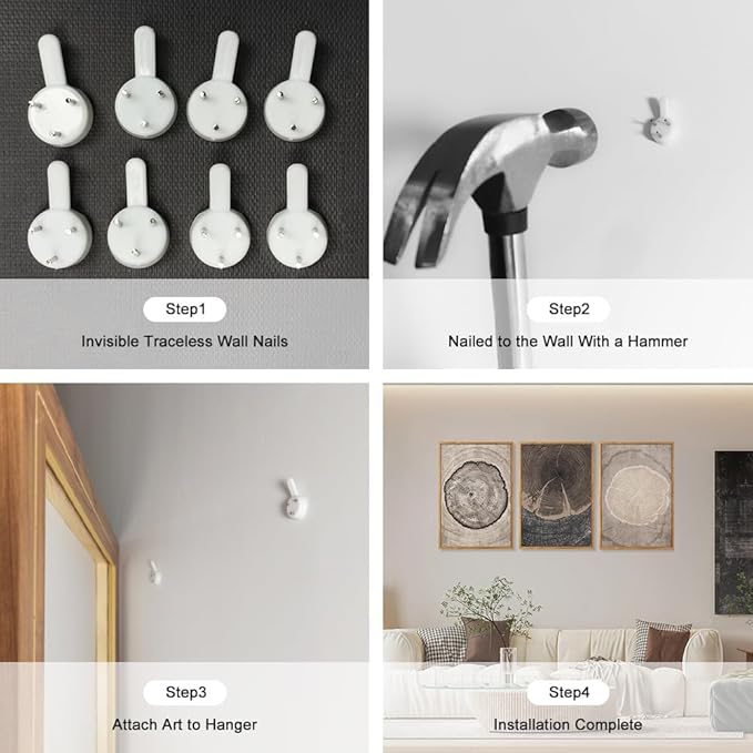 CHDITB Beige Tree Ring Framed Canvas Wall Art Set, Modern Wood Stump Wall Decor, Abstract Black and White Wall Painting, Neutral Nature Art Print for Living Room, Bedroom, Office - 16"x24"x3