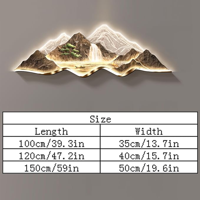 Large 3D Wall Art Decor ,Living Room Hanging Mural,Modern Wall Art, Handmade Wall Sculpture with Lighting Strip Oriental Decor, Traditional Chinese Welcoming Wall Hanging Painting Home Decor(D,120*40c