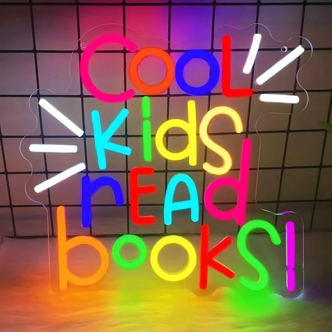 Cool Kids Read Books Neon Sign Reading Led Neon Light for Reading Room Library Reading Corner Light Up Sign for Wall Decor with Dimmable Switches Library Classroom Book Club