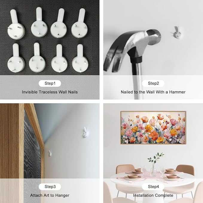 Nature Pink Floral Framed Canvas Wall Art Set,Boho Colorful Wildflowers Botanical Wall Decor, Modern Aesthetic Bohemian Flowers Art Print for Living Room,Bedroom-20 x40