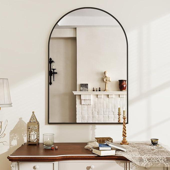 24x36 Arch Wall Mirror, Black Bathroom Mirrors for Over Sink, Metal Frame Wall Decor for Entryway, Bedroom, Living Room