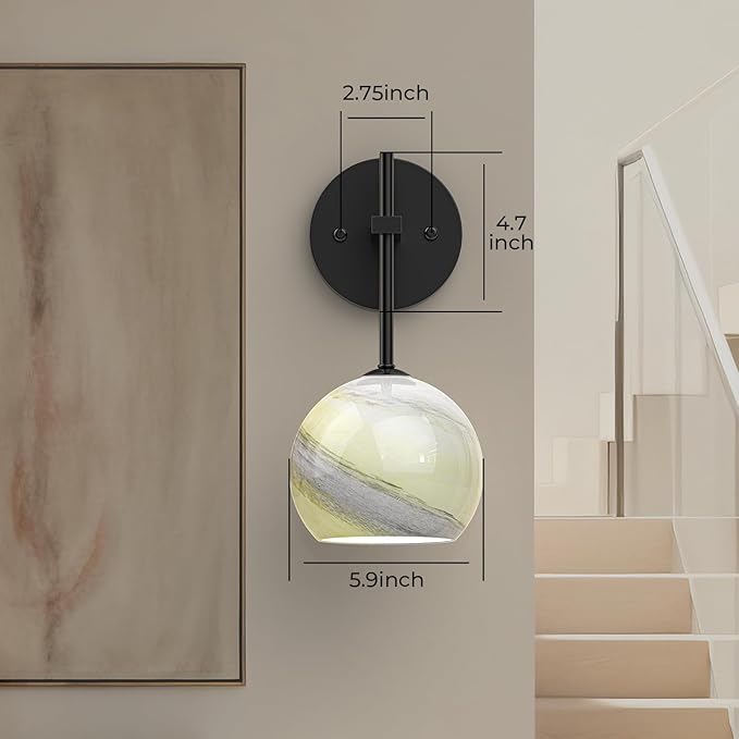 MOITA Wall Sconces Set of Two, Wireless Battery Operated Wall Decor with Remote, Sconces Wall Lighting with Glass Shade, Upward and Downward Installation, 12 RGB Colors and 3 CCT Options