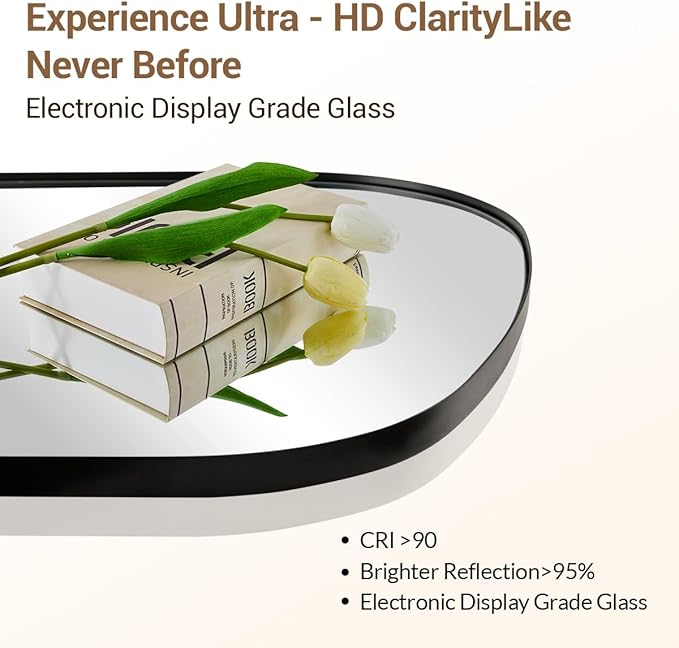 ANDY STAR 22"x30" Black Bathroom Mirror, Irregular Wall Mirror in Stainless Steel Metal Frame, Modern Matte Black Finish with Curved Edge Design, Wall-Mount Vertically or Horizontally