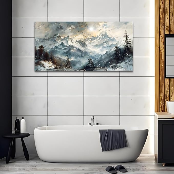 KELIYUAN Canvas Wall Art For Living Room Farmhouse Wall Decor For Office Abstract Mountain Landscape Wall Painting Framed Pictures Artwork Modern Bedroom Dormitory Home Decoration Aesthetic 20x40in