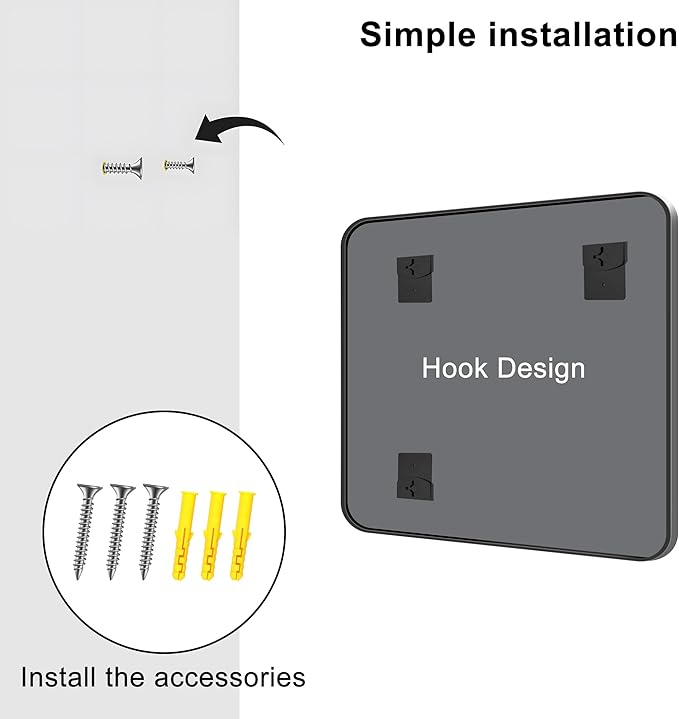 KOCUUY Bathroom Mirror 30"x30", Black Square Mirrors for Over Sink, Modern Vanity Mirror with Rounded Corner Metal Frame, Shatterproof Designed Wall Mirror for Bedroom, Living Room, Entryway