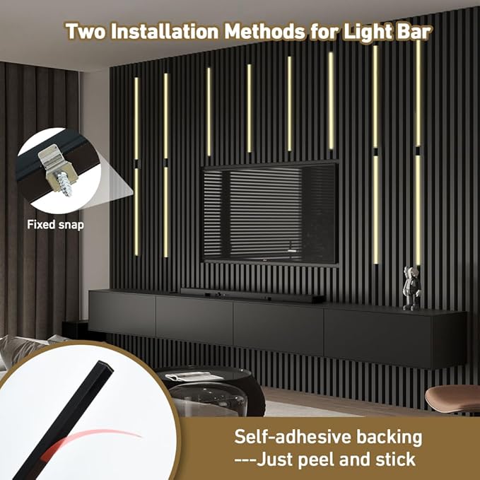 12Pcs 15‘’ Linkable CCT COB Recessed LED Light Bar Kit,2700K~6500K,with Rechargeable RF & Alexa Voice Control,for Wood Slat Wall Panel,Home Decor,Under Cabinet Strip Light,Silver Channel