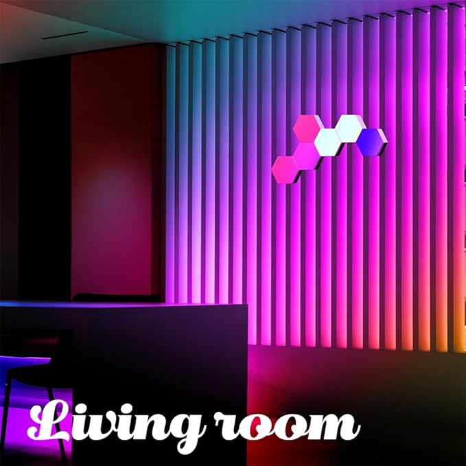 Lighting Hexagon Lights, Modular Touch LED Light, Remote and USB Power Supply Hexagon Wall Lights, Bedroom LED Light Wall Panels Gift for Kids, Adults (2 Remote)
