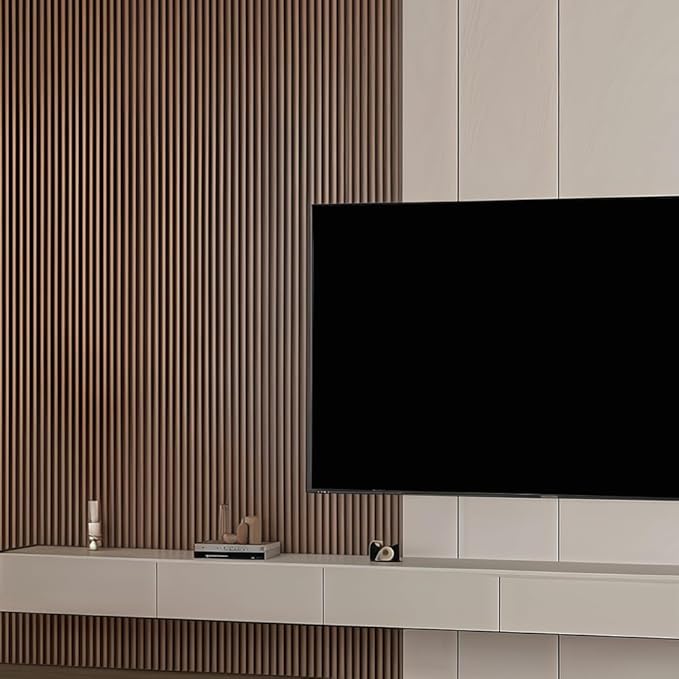 4PCS Acoustic Wood Slat Wall Panels for Wall Decor and Ceiling 3D Fluted Sound Absorbing Panel Soundproof with Wood Finish 108"×6" (Maple Light)