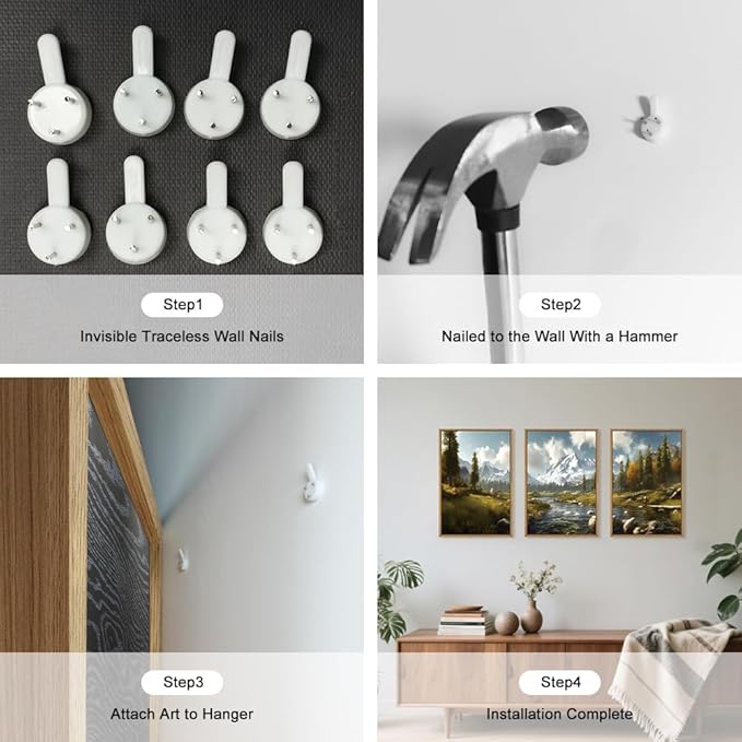 Large Watercolor Snow Mountain Framed Canvas Wall Art,Modern River Grassland Wall Decor,Natural Green Forest Artwork,Neutral Wood Landscape Art Print for Living Room,Bedroom,Office- 16"x24"x3