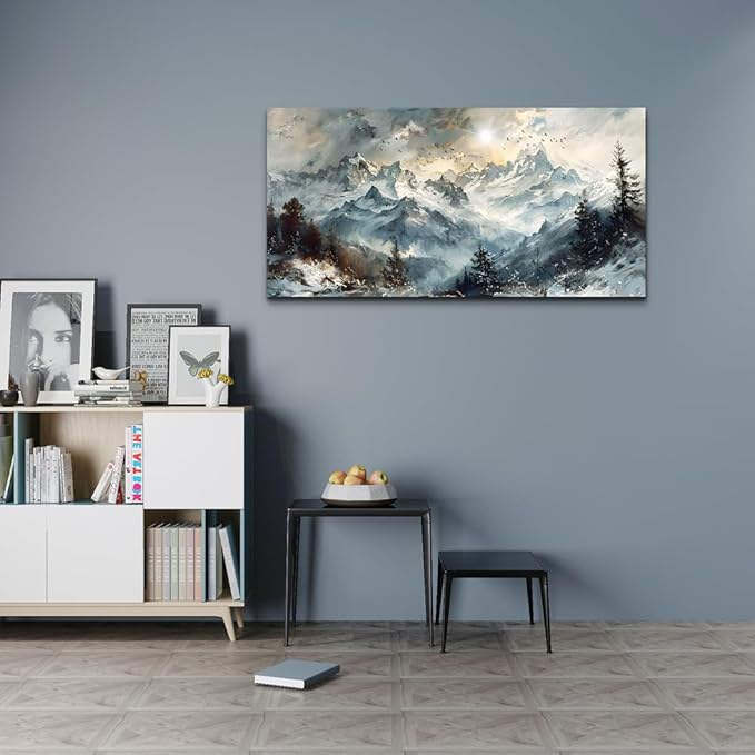 KELIYUAN Large Wall Art For Living Room Canvas Wall Decor For Office Abstract Mountain Landscape Pictures Artwork Framed Wall Paintings Modern Bedroom Dormitory Home Decoration Aesthetic 24x48in