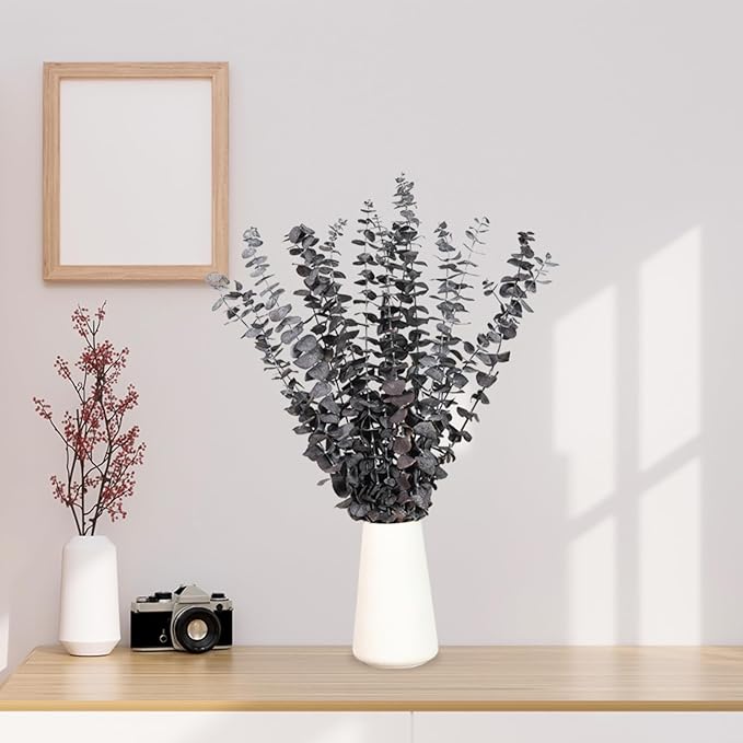16 Pcs Dried Eucalyptus Stems, 17'' Natural Fresh Eucalyptus Leaves Branches Hanging for Shower, Preserved Real Purple Plant Live for Home SPA Wall Bathroom Wedding Party Vase Decor