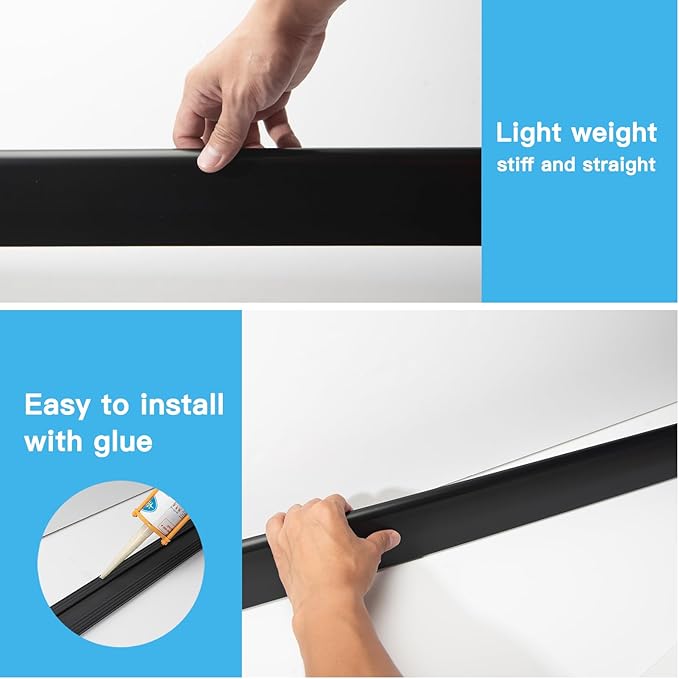 Art3d Wall Baseboard Molding Trim 8-Pack of 56 x 2.6 in., High Impact Polystyrene Skirting Board - Installed with Glue - Black