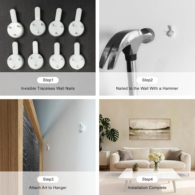 KAIRNE Large Abstract Mountain Lake Wall Art Set, Neutral Textured Canvas Wall Decor, Framed Nordic Tan Wall Painting, Nature Landscape Art Print for Bedroom, Living Room, Office - 20"x40"